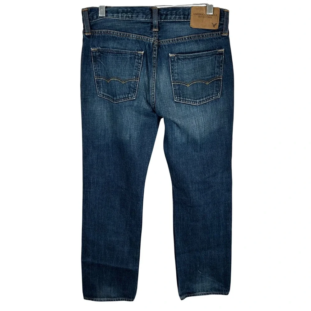 American Eagle Slim Straight Jeans Mens 30x30 Dark Wash‎ Blue Denim 100% Cotton